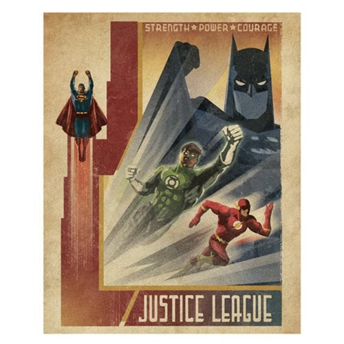 Justice League Strength Power Courage Vintage Canvas Print