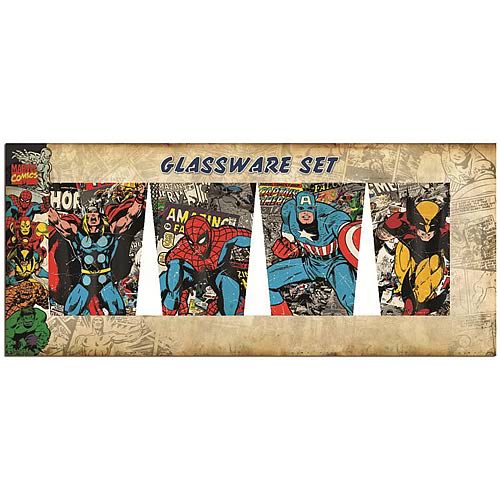 Marvel Characters in Action Glass Tumbler 4-Pack