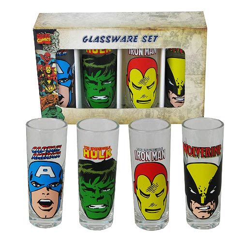 Marvel Heroes Faces Shot Glass Set A 4-Pack