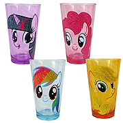 My Little Pony Friendship is Magic Heads Glitter 16 oz. Pub Glass 4-Pack