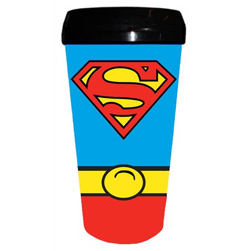 Superman Uniform 16 oz. Plastic Travel Mug