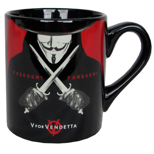 V for Vendetta Freedom Forever Black Mug