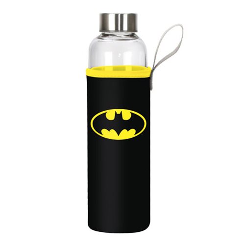 Batman Logo 20 oz. Glass Water Bottle with Neoprene Sleeve