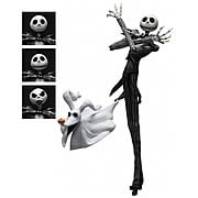 Action Figures > Nightmare Before Christmas - The Pumpkin King!    Jack Skellington with Zero.    A little bit cute and a little bit scary!    Detailed with articulation.        The Pumpkin King himself, Jack Skellington, and his faithful dog Zero make their Play Arts debut! A little bit cute and a little bit scary, this highly detailed, articulated action figure from  The Nightmare Before Christmas  is an excellent gift idea for any season of the year.  Jack Skellington measures 9 1/4-inches tall x 2 1/3-inches wide x 1 3/4-inches long.  A Zero figure and exchangeable head parts are included, too!: Sizes 