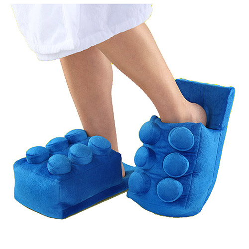 Building Brick Blue Slippers