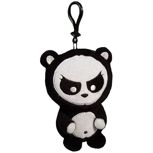 Angry Panda Clip-On Plush Key Chain