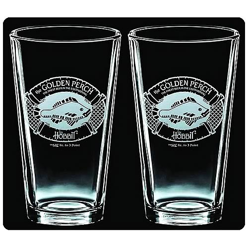 The Hobbit Golden Perch Premium Etched Pint Glass 2-Pack