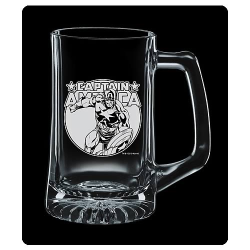 Captain America Premium Etched Glass Stein