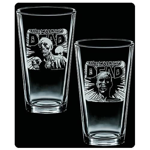 Walking Dead Dead Head Dead Rules Etched Pint Glass 2-Pack