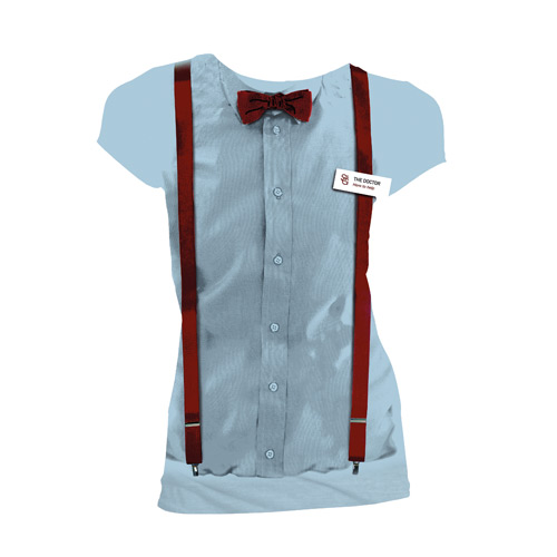 Doctor Who 11th Doctor Braces and Bowtie Ladies T-Shirt