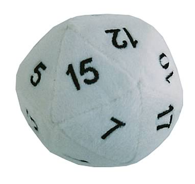 20-Sided White Fuzzy Dice 4-inch Plush