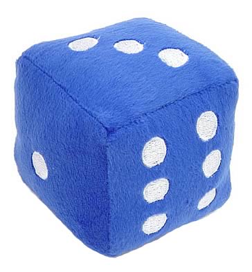 6-Sided Blue Fuzzy Die 3-inch Plush