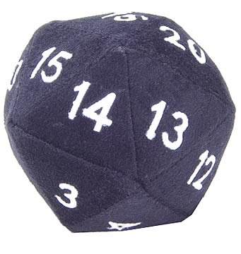 20-Sided Black Fuzzy Dice 4-inch Plush