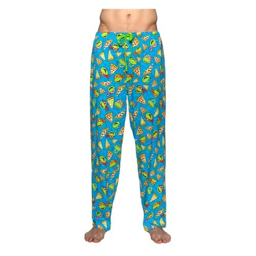 TMNT Faces and Pizza Blue Pajama Pants