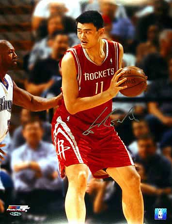 Yao Ming Signed Houston Rockets "Post Up" Photo