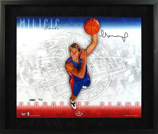 Darko Milicic Signed Pistons "Signature Slam" Framed Photo