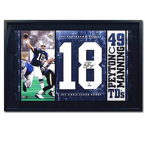 Peyton Manning Signed "49 TD's Record" Framed Colts Jersey