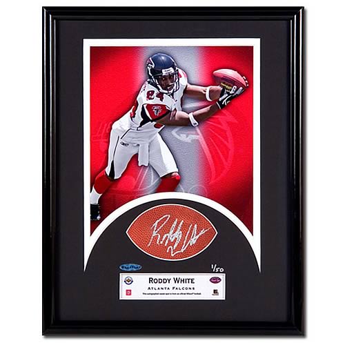 Roddy White Signed Sweet Spot Football Cut with Framed Photo