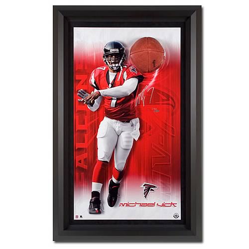 Michael Vick Signed Breaking Through Framed Display