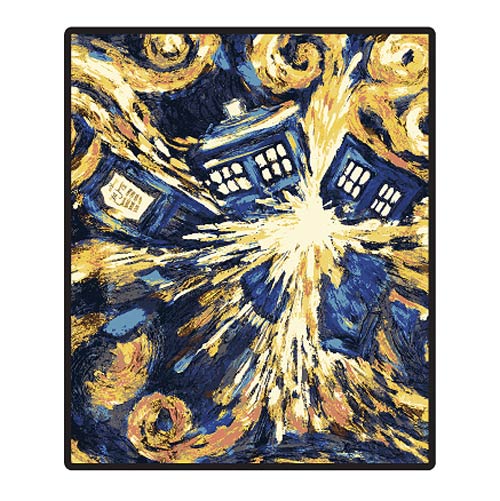 Doctor Who Van Gogh Exploding Tardis Throw Blanket