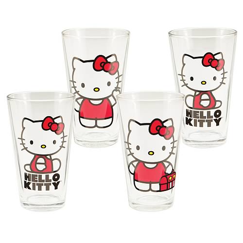 Hello Kitty Glasses 16-Ounce 4-Pack