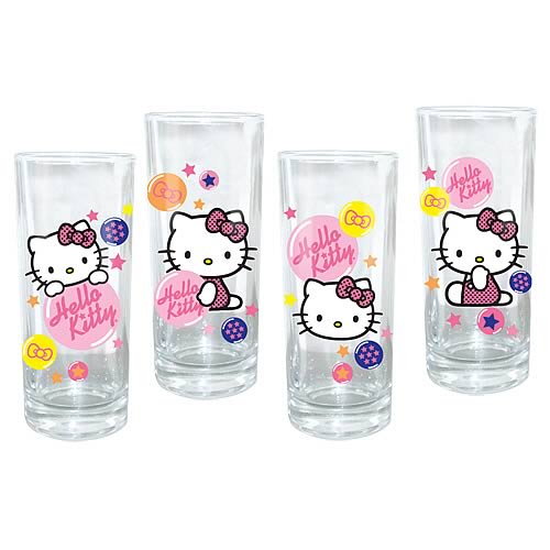 Hello Kitty Glasses 10-Ounce 4-Pack
