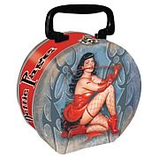 Bettie Page Round Tin Tote Picture