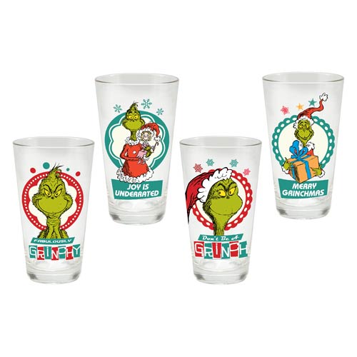 Dr. Seuss How the Grinch Stole Christmas 16 oz. Glass 4-Pack