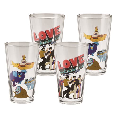 Beatles Yellow Submarine 16 oz. Glasses Set 4-Pack