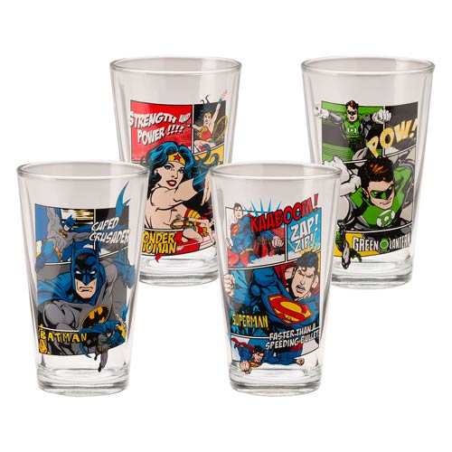 DC Comics 16 oz. Glasses Set 4-Pack