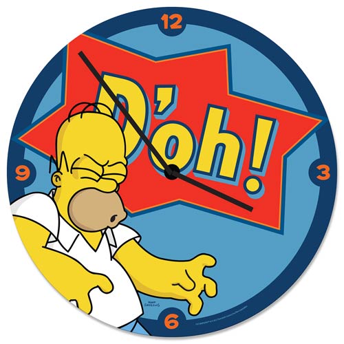 Simpsons D'oh! Cordless Wood Wall Clock