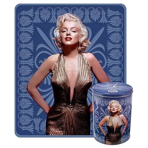 Marilyn Monroe Blue Fleece Throw with Tin Canister