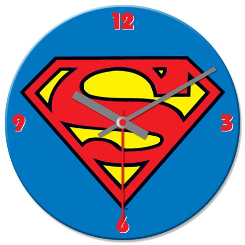 Superman 13 1/2-Inch Cordless Wood Wall Clock