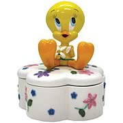 Looney Tunes Tweety and Flowers Trinket Box