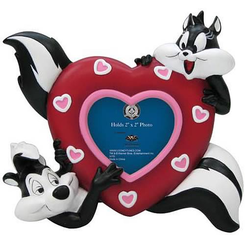 Looney Tunes Pepe Le Pew and Penelope Heart Picture Frame