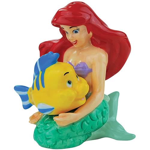 Little Mermaid Ariel and Flounder Salt and Pepper Shakers