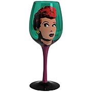 I Love Lucy Pop Art Green Wine Glass