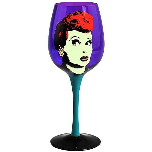 I Love Lucy Pop Art Purple Wine Glass