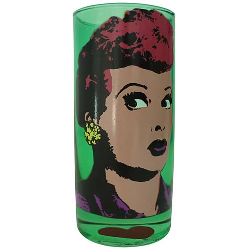 I Love Lucy Pop Art Green Drinking Glass