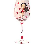 Betty Boop Hearts and Roses Wine Glass