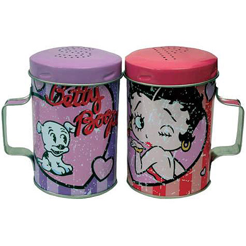 Betty Boop Betty and Pudgy Hearts Tin Salt & Pepper Shakers