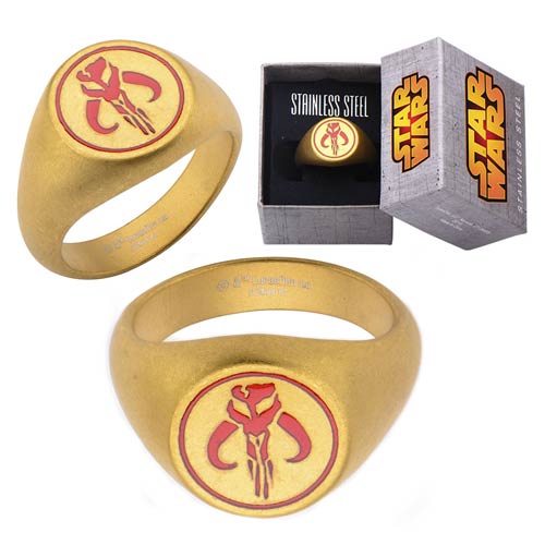 Star Wars Mandalorian Symbol Stainless Steel Matte Gold Ring