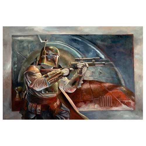 Star Wars Boba Fett with Slave 1 Canvas Giclee Print