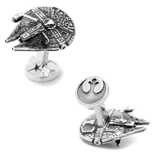 Star Wars Millennium Falcon 3D Silver Cufflinks