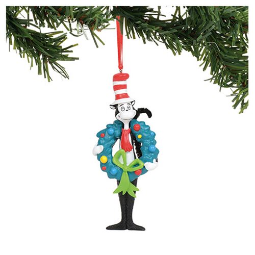 Dr. Seuss Cat in the Hat with Wreath Ornament