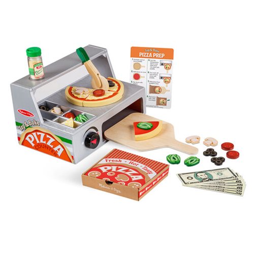 Melissa & Doug Top and Bake Pizza Counter Wooden Play Food