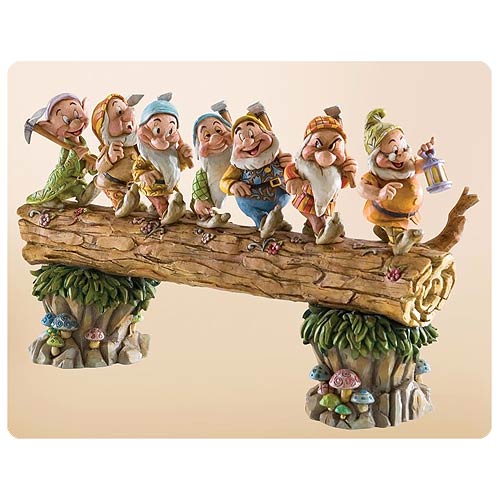Disney Traditions Snow White and the Seven Dwarfs Log Statue