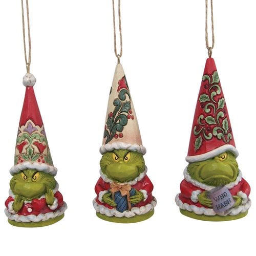Dr. Seuss The Grinch Grinch Gnome by Jim Shore Holiday Ornament 3-Pack