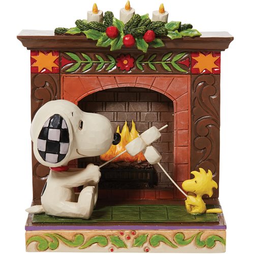 Peanuts Snoopy and Woodstock Fireplace Friendship by the Fireside by Jim Shore Statue