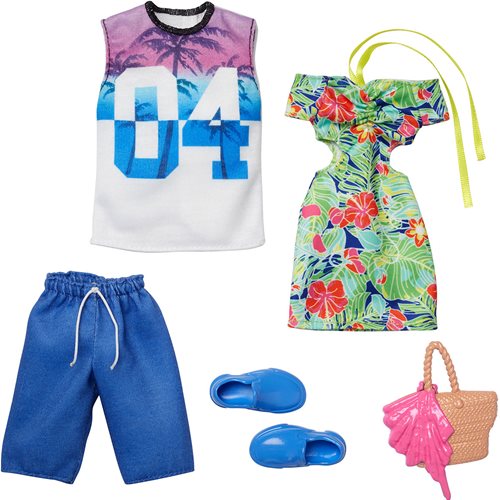 Barbie & Ken Fashion Pack  Set with Doll Clothes & Accessories for Each Doll  Tropical (2 Outfits)